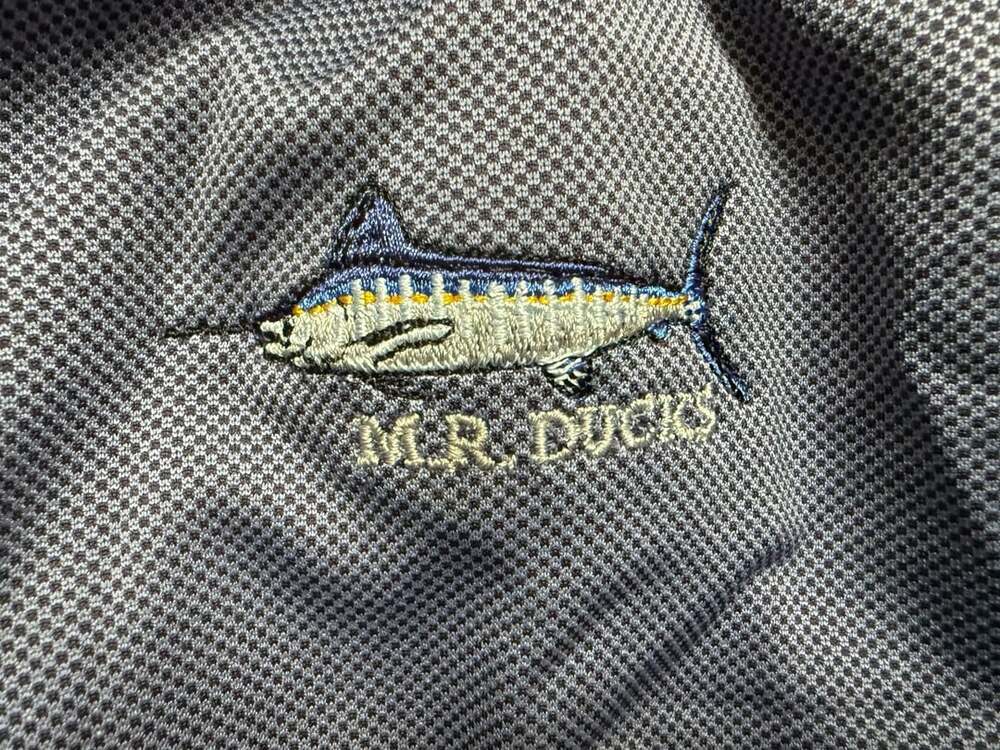 Pebble Beach Polo Shirt Size L Mr Ducks Fish Blue Embroidered Golf